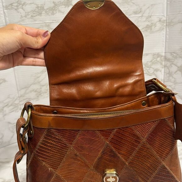 Justin boots leather patchwork brown shoulder crossybody purse rodeo western - Picture 10 of 14